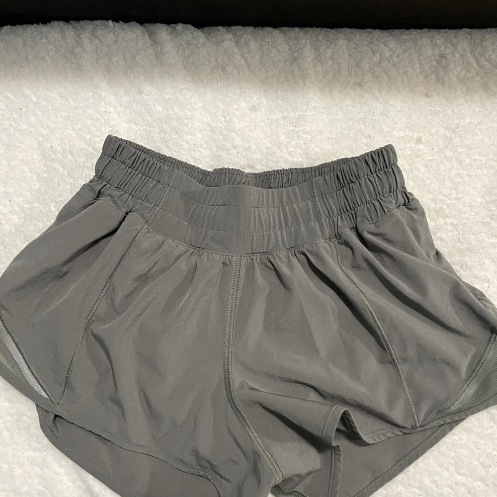 Gray lulu running shorts